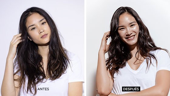 antes y después de usar sérum Anti-Chute Fortifiant de Kérastase